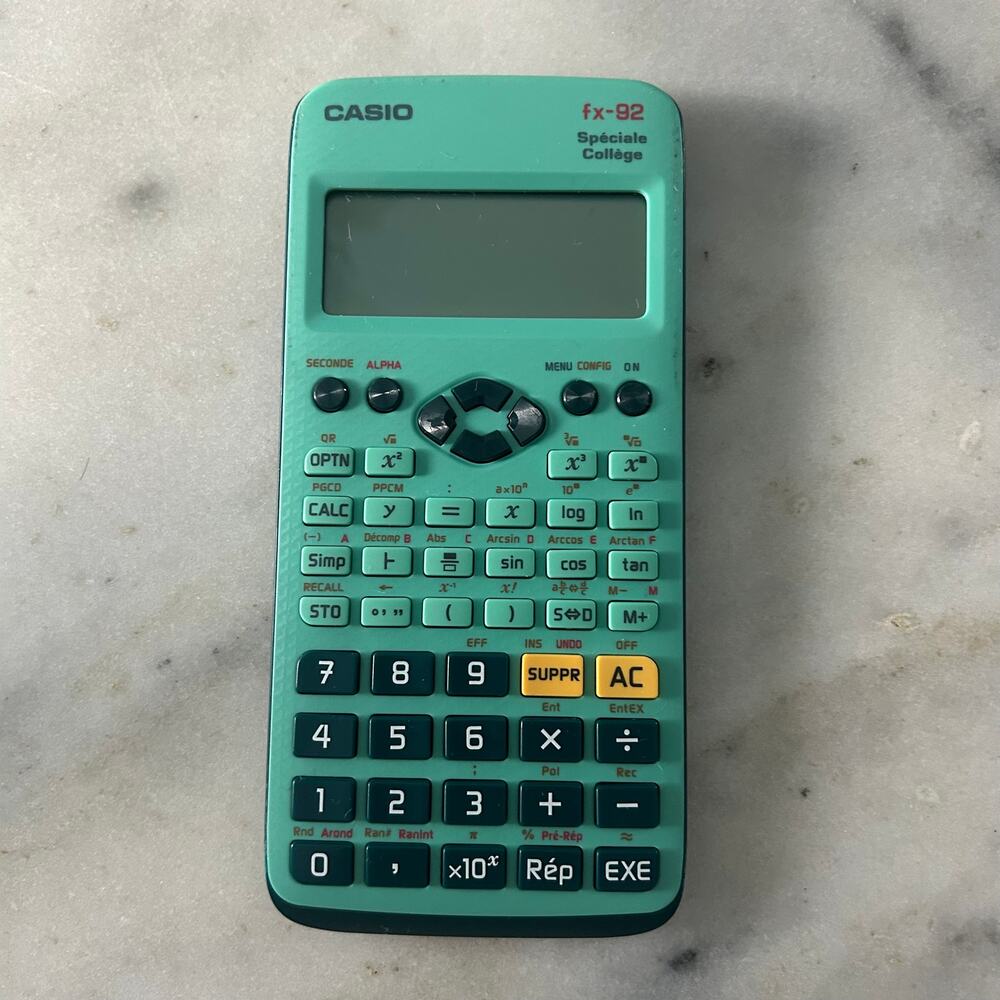 Casio FX-92 Spéciale Collège Scientific Calculator Green Teal Tested Working